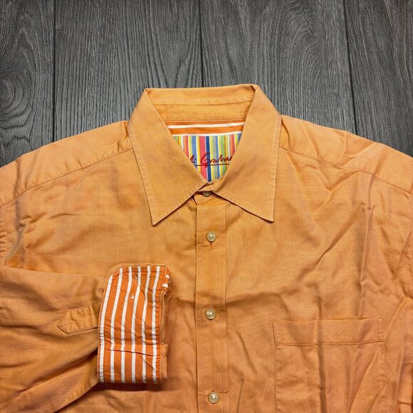 Robert Graham Peach Flip Cuff Dress Shirt 2XL XXL Designer - Picture 1 of 11